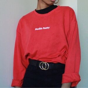 Zara Red Sweatshirt with White Text